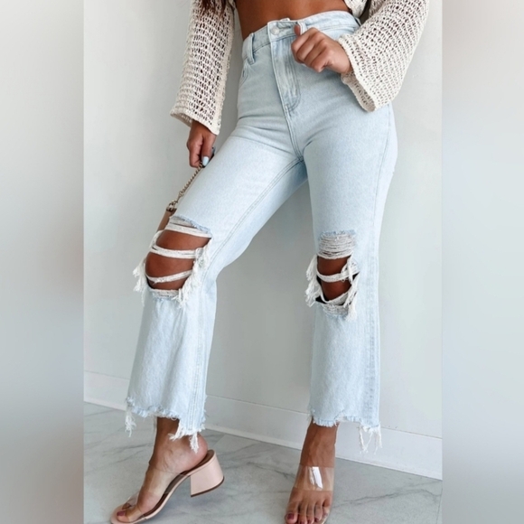 Vervet High Rise 90's Vintage Flare Jeans Cropped Cotton Retro Leslie 29 NEW - Picture 12 of 12